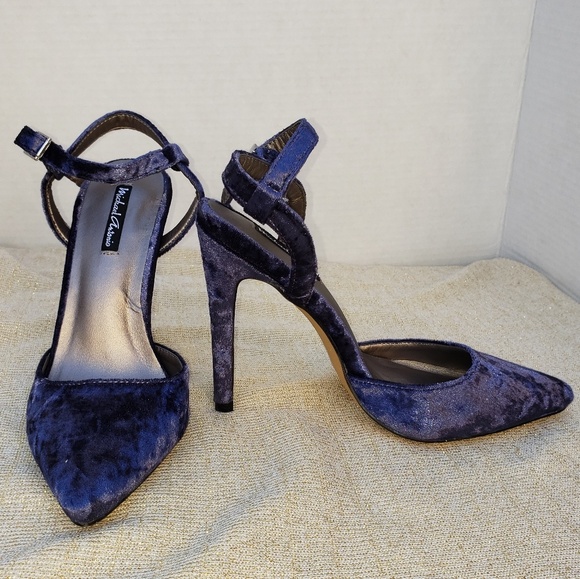 Michael Antonio Shoes - Michael Antonio Navy Velvet Strappy Heels